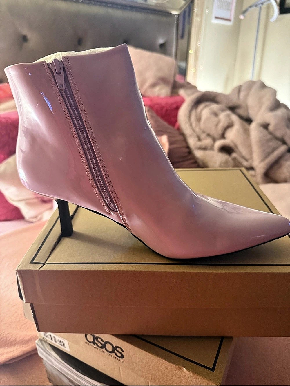 ASOS Pink Pointed-Toe Ankle Boots Like New